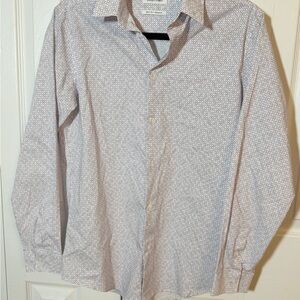 Calvin Klein Kids White and Purple Button Down Long Sleeve Shirt Sz 18 Husky CJ